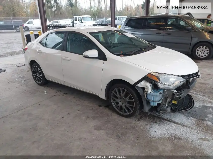 5YFBURHE0GP463984 2016 Toyota Corolla S Plus
