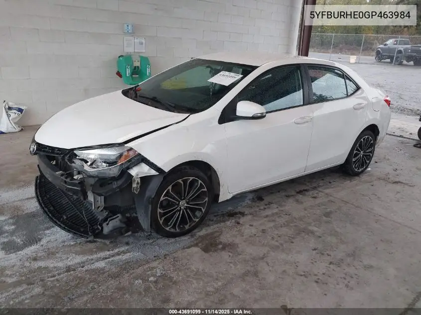 5YFBURHE0GP463984 2016 Toyota Corolla S Plus