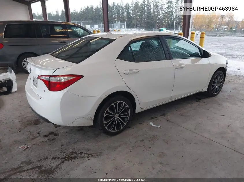 5YFBURHE0GP463984 2016 Toyota Corolla S Plus