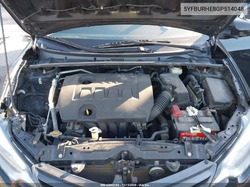 5YFBURHE8GP514048 2016 Toyota Corolla Le
