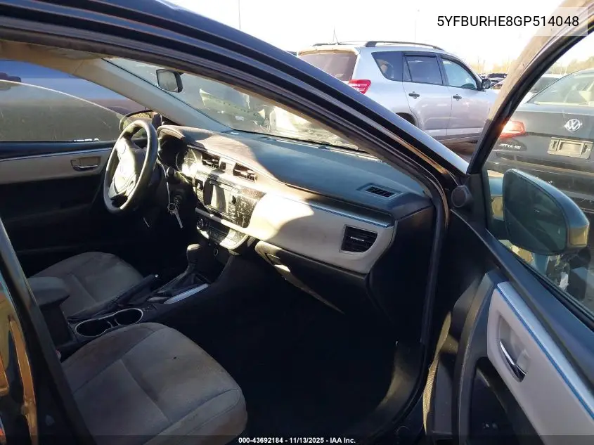 5YFBURHE8GP514048 2016 Toyota Corolla Le