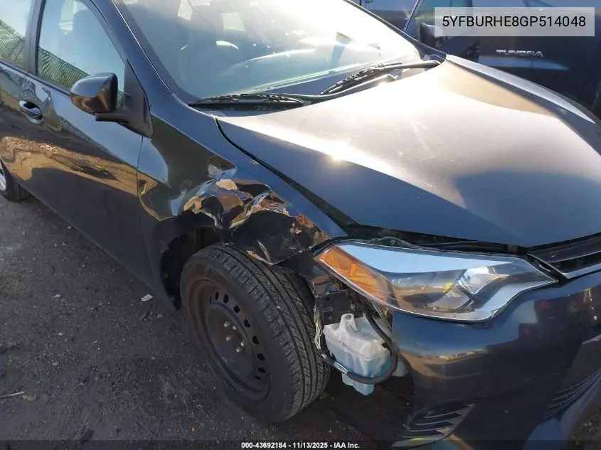 5YFBURHE8GP514048 2016 Toyota Corolla Le