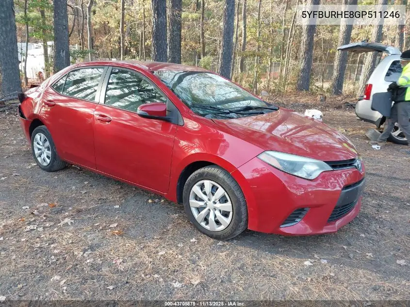 5YFBURHE8GP511246 2016 Toyota Corolla Le