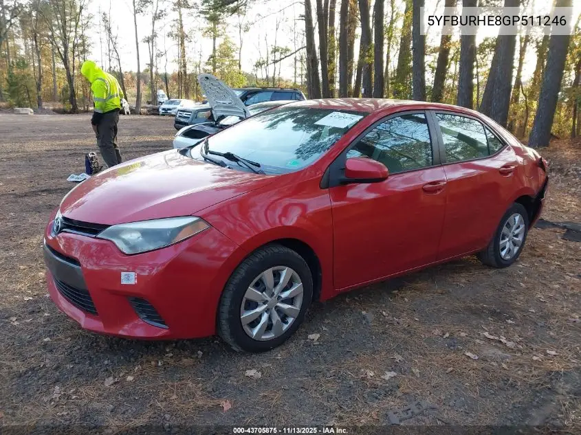 5YFBURHE8GP511246 2016 Toyota Corolla Le