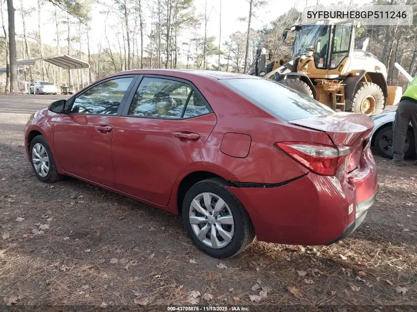 5YFBURHE8GP511246 2016 Toyota Corolla Le