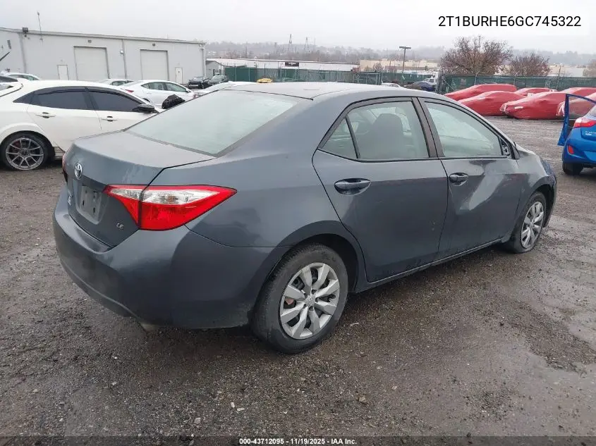 2T1BURHE6GC745322 2016 Toyota Corolla Le