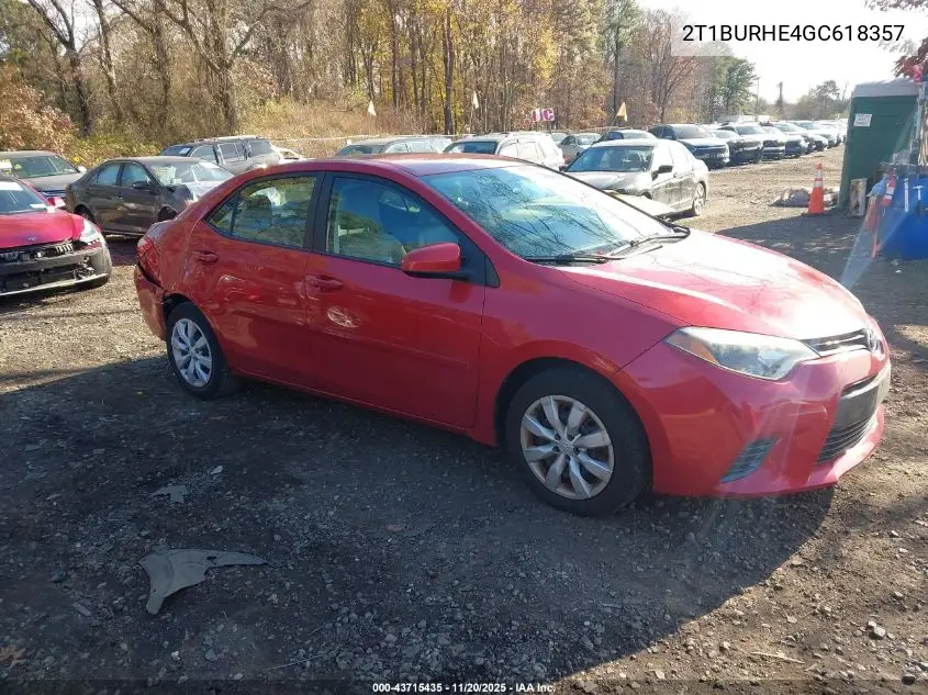 2T1BURHE4GC618357 2016 Toyota Corolla Le