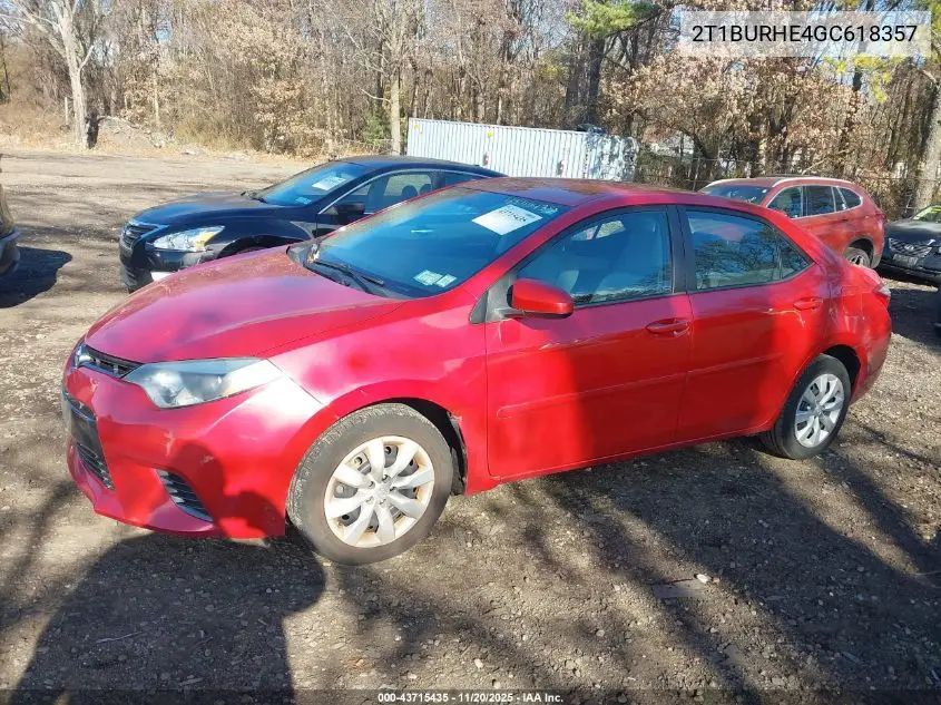 2T1BURHE4GC618357 2016 Toyota Corolla Le