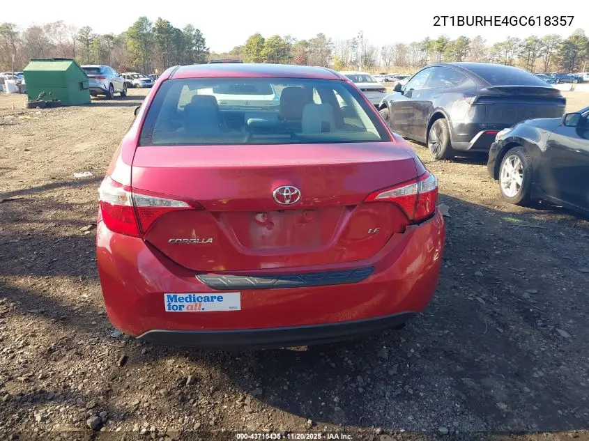 2T1BURHE4GC618357 2016 Toyota Corolla Le