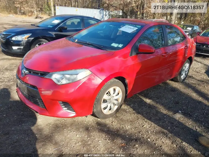2T1BURHE4GC618357 2016 Toyota Corolla Le