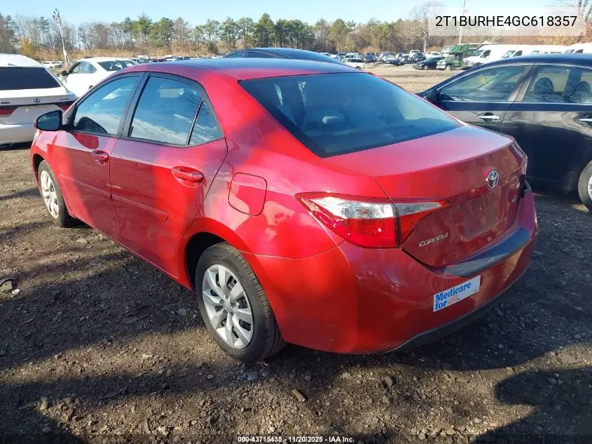 2T1BURHE4GC618357 2016 Toyota Corolla Le