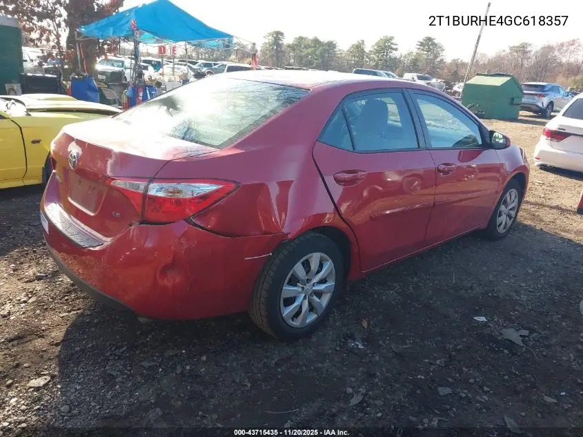 2T1BURHE4GC618357 2016 Toyota Corolla Le
