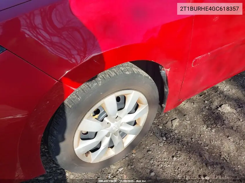2T1BURHE4GC618357 2016 Toyota Corolla Le