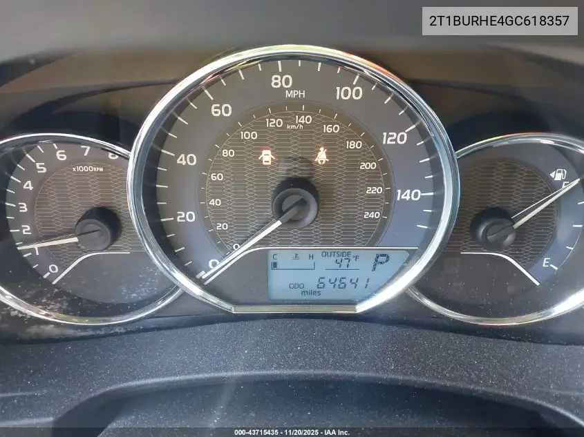 2T1BURHE4GC618357 2016 Toyota Corolla Le