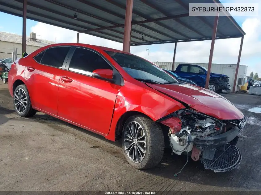 5YFBURHE1GP432873 2016 Toyota Corolla S Plus