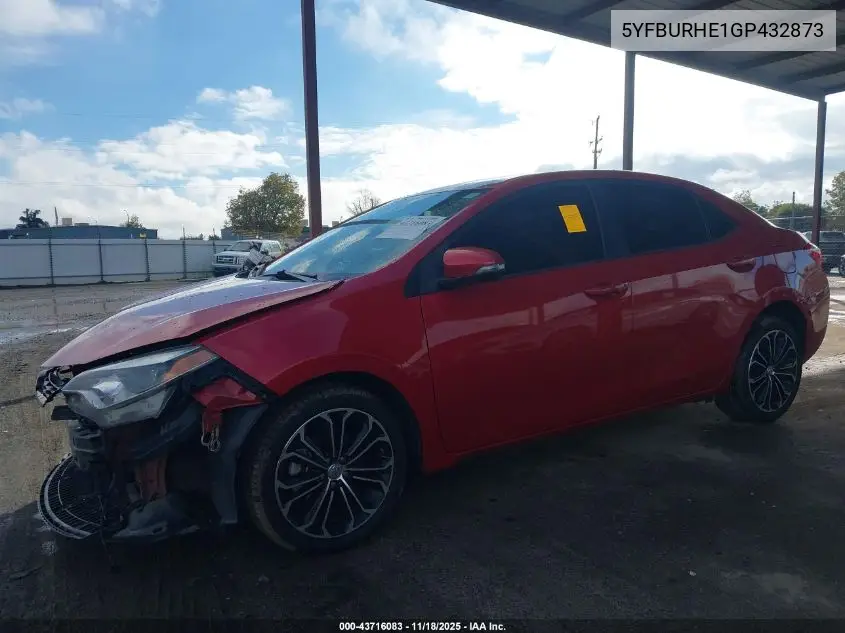 5YFBURHE1GP432873 2016 Toyota Corolla S Plus