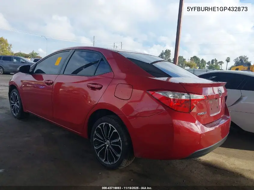 5YFBURHE1GP432873 2016 Toyota Corolla S Plus