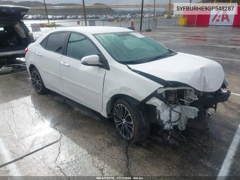5YFBURHE9GP548287 2016 Toyota Corolla S Plus