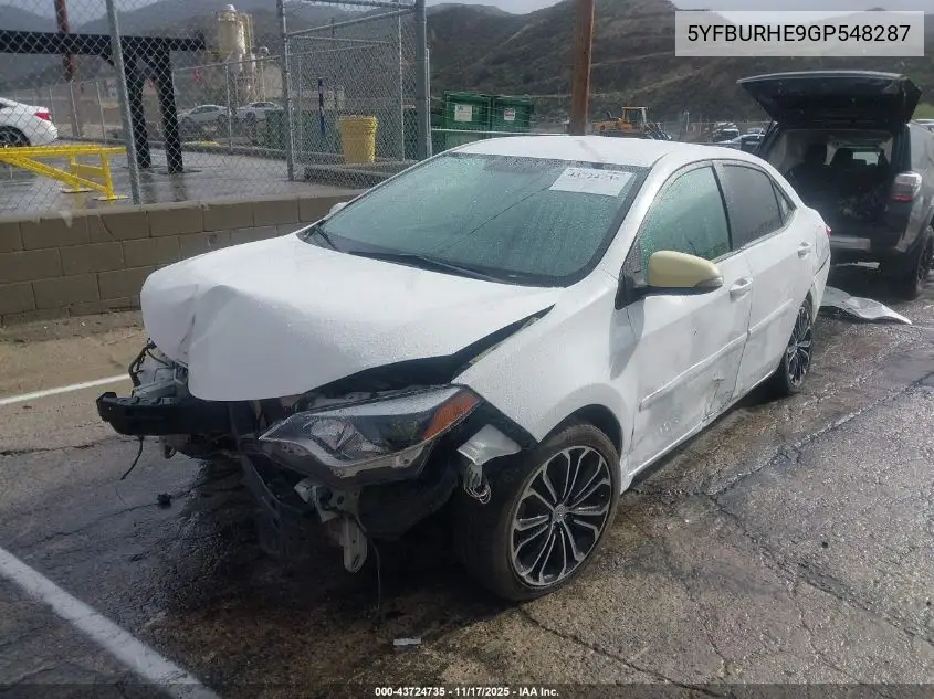5YFBURHE9GP548287 2016 Toyota Corolla S Plus