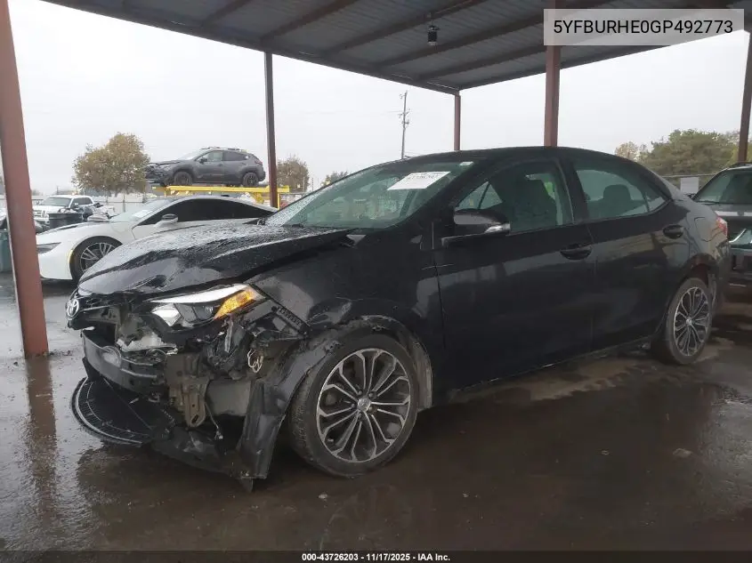 5YFBURHE0GP492773 2016 Toyota Corolla S Plus