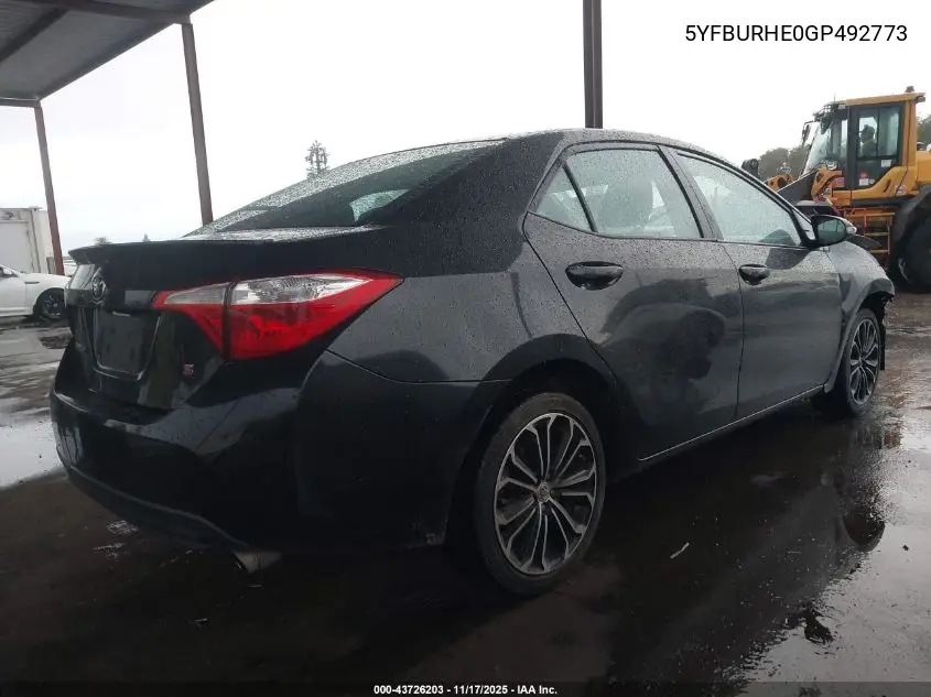 5YFBURHE0GP492773 2016 Toyota Corolla S Plus