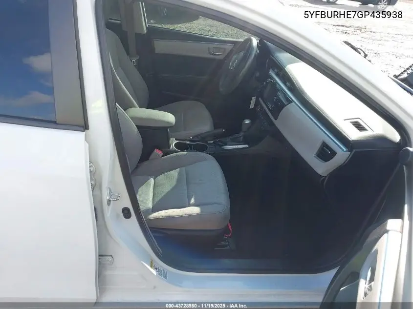 5YFBURHE7GP435938 2016 Toyota Corolla Le