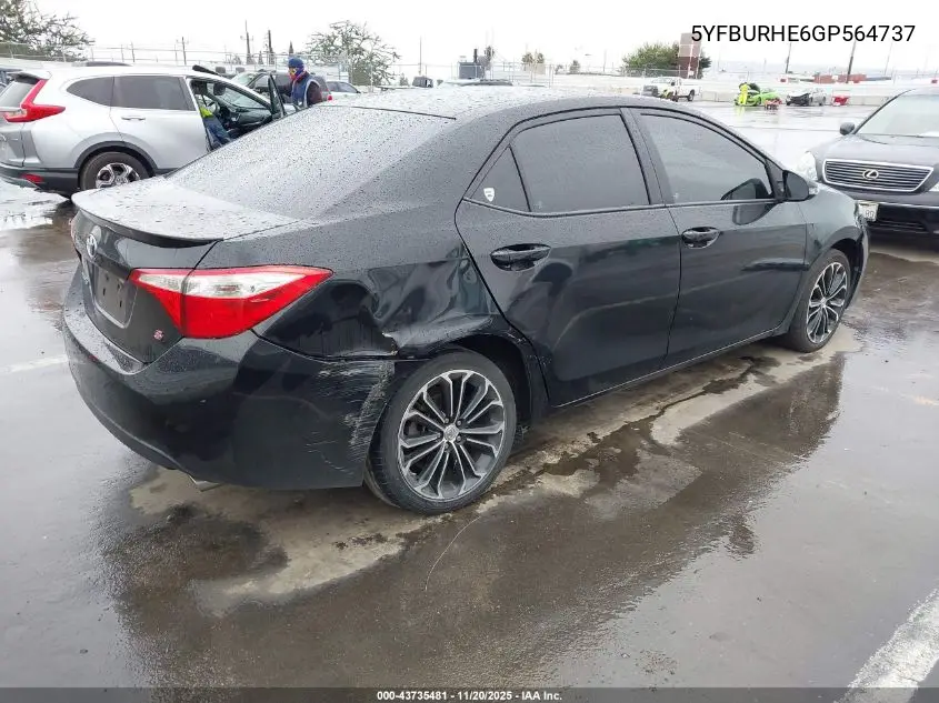 5YFBURHE6GP564737 2016 Toyota Corolla S Plus
