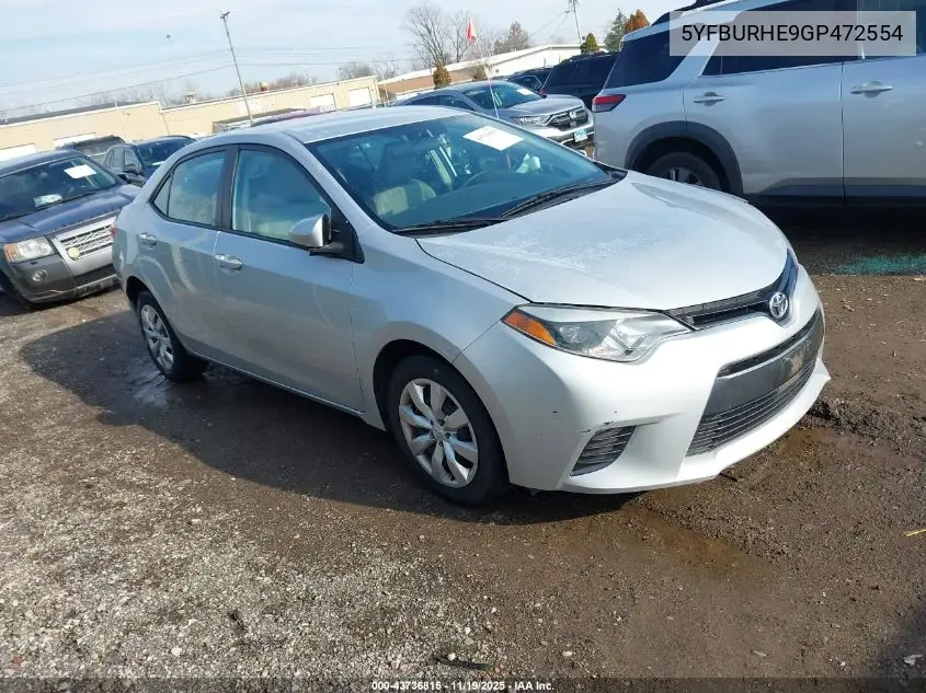 5YFBURHE9GP472554 2016 Toyota Corolla Le