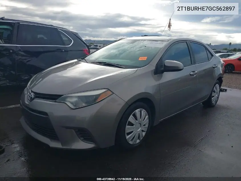 2T1BURHE7GC562897 2016 Toyota Corolla Le