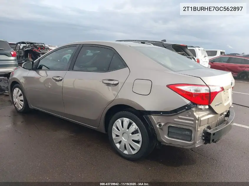 2T1BURHE7GC562897 2016 Toyota Corolla Le