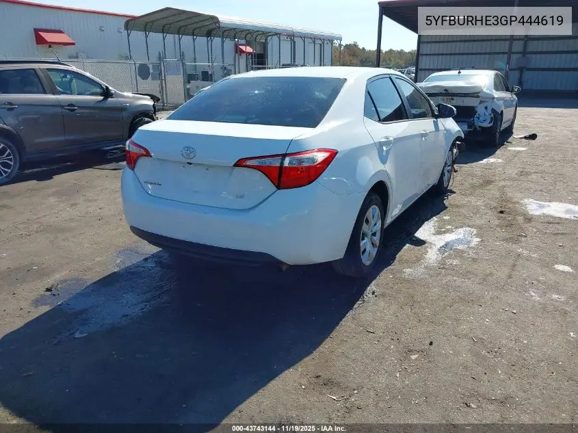 5YFBURHE3GP444619 2016 Toyota Corolla Le