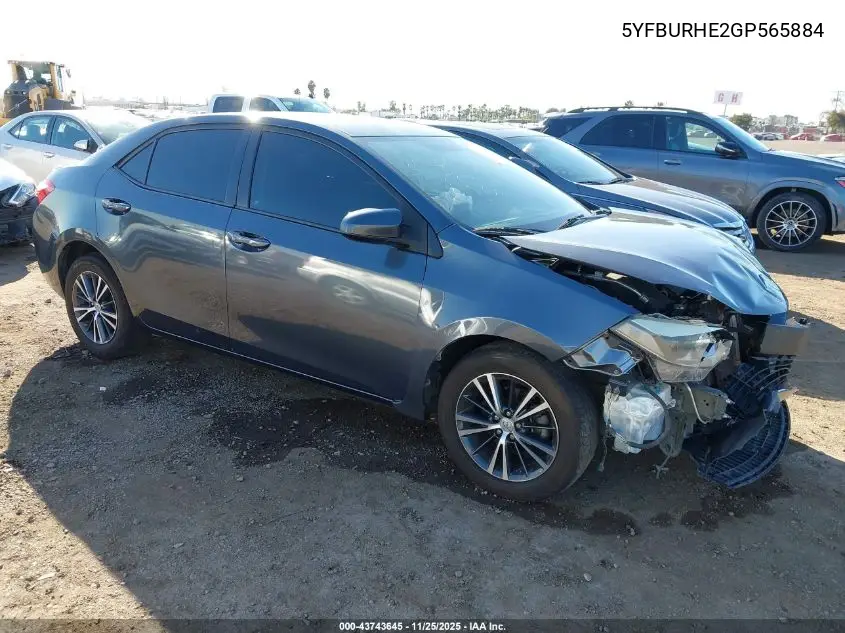 5YFBURHE2GP565884 2016 Toyota Corolla Le Plus