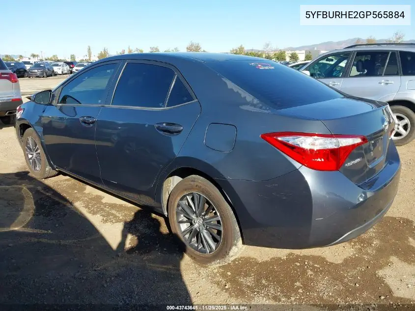 5YFBURHE2GP565884 2016 Toyota Corolla Le Plus