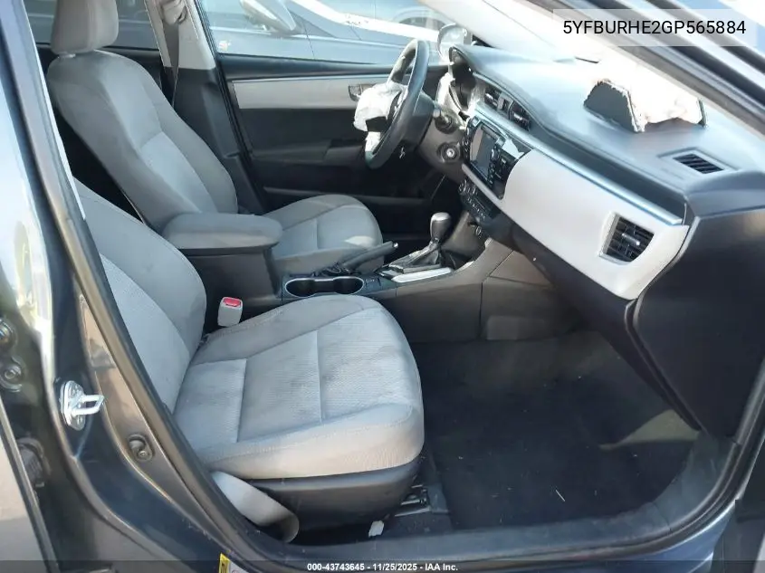 5YFBURHE2GP565884 2016 Toyota Corolla Le Plus