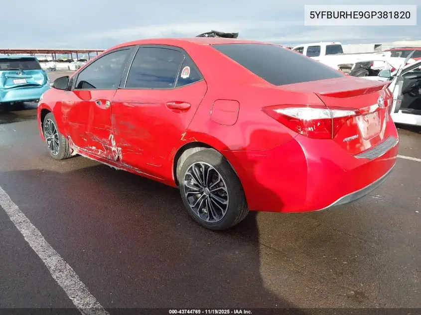 5YFBURHE9GP381820 2016 Toyota Corolla S Plus