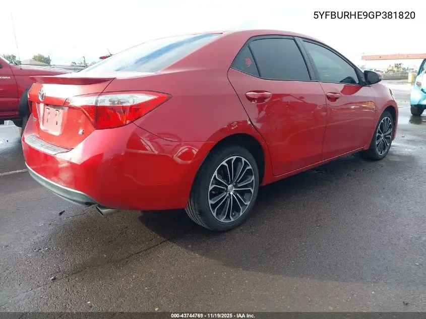 5YFBURHE9GP381820 2016 Toyota Corolla S Plus