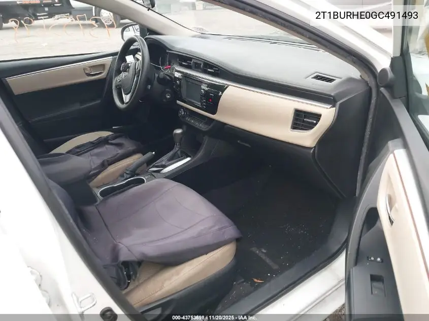2T1BURHE0GC491493 2016 Toyota Corolla Le