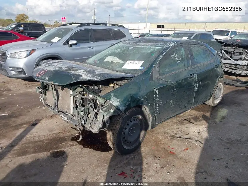 2T1BURHE1GC682386 2016 Toyota Corolla Le