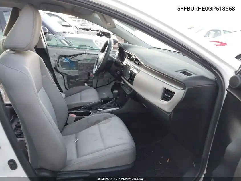 5YFBURHE0GP518658 2016 Toyota Corolla Le