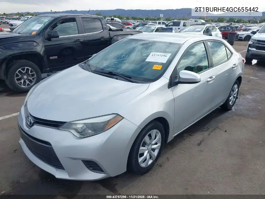 2T1BURHE4GC655442 2016 Toyota Corolla Le