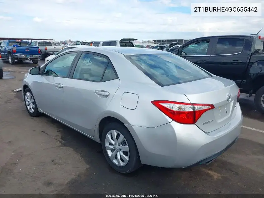 2T1BURHE4GC655442 2016 Toyota Corolla Le