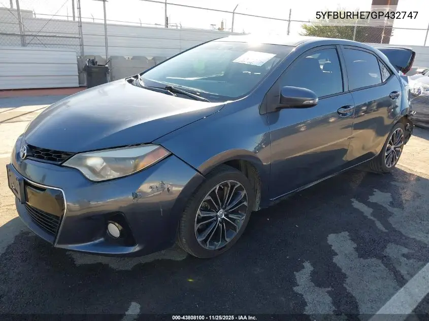5YFBURHE7GP432747 2016 Toyota Corolla S Plus