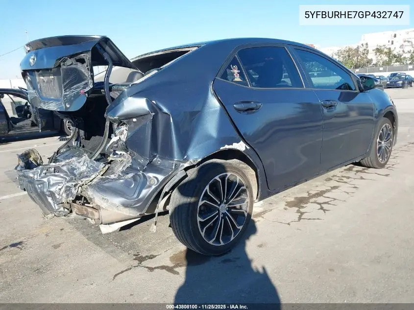 5YFBURHE7GP432747 2016 Toyota Corolla S Plus