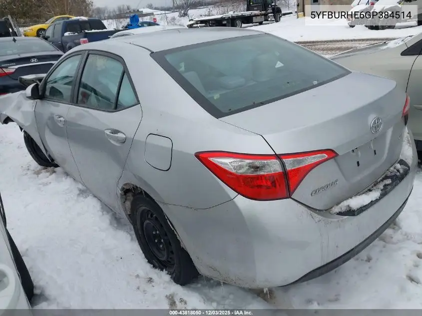 5YFBURHE6GP384514 2016 Toyota Corolla Le