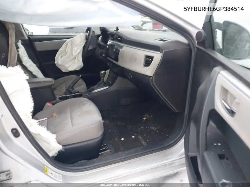 5YFBURHE6GP384514 2016 Toyota Corolla Le