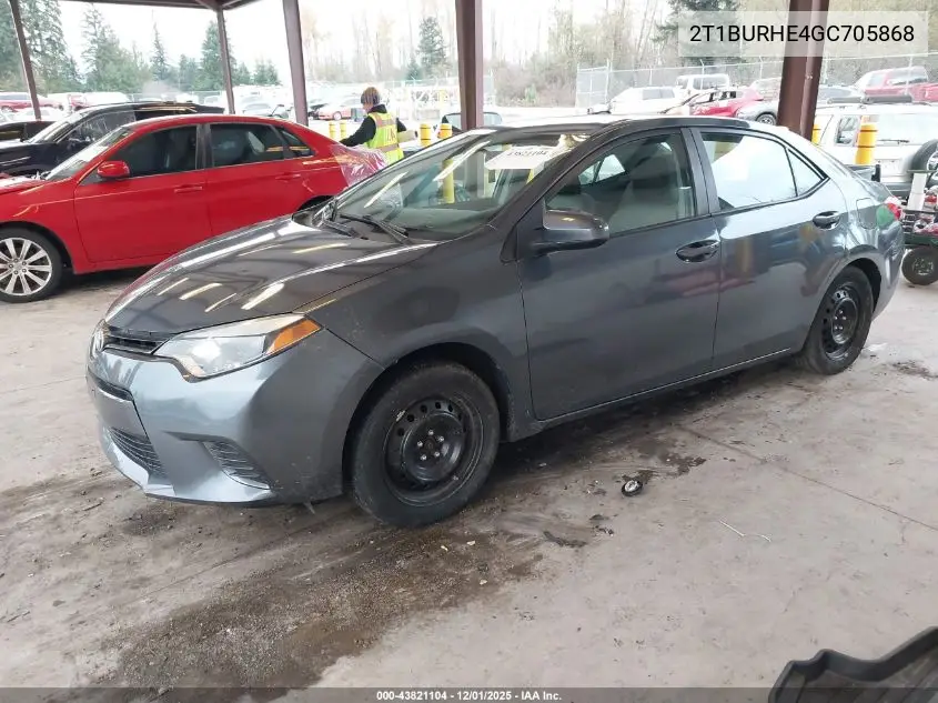 2T1BURHE4GC705868 2016 Toyota Corolla Le