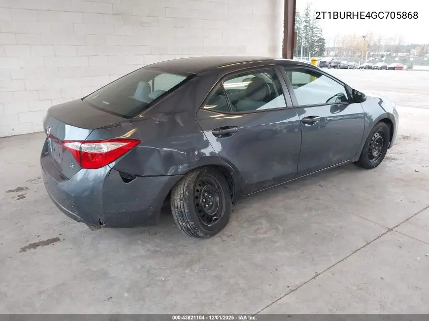 2T1BURHE4GC705868 2016 Toyota Corolla Le
