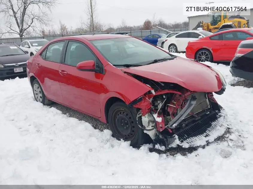 2T1BURHE4GC617564 2016 Toyota Corolla Le