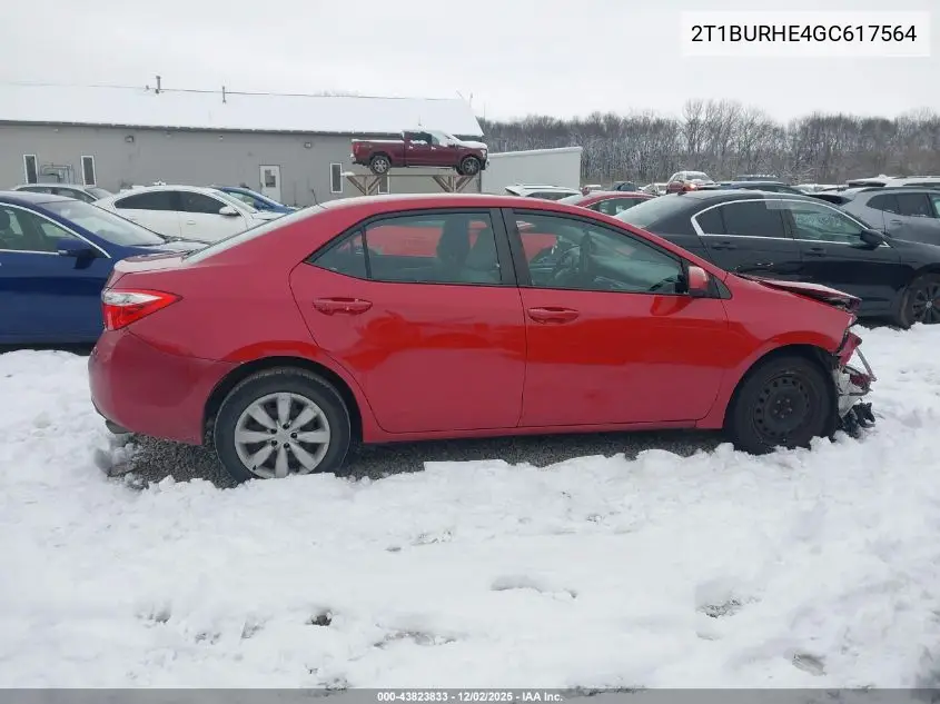 2T1BURHE4GC617564 2016 Toyota Corolla Le