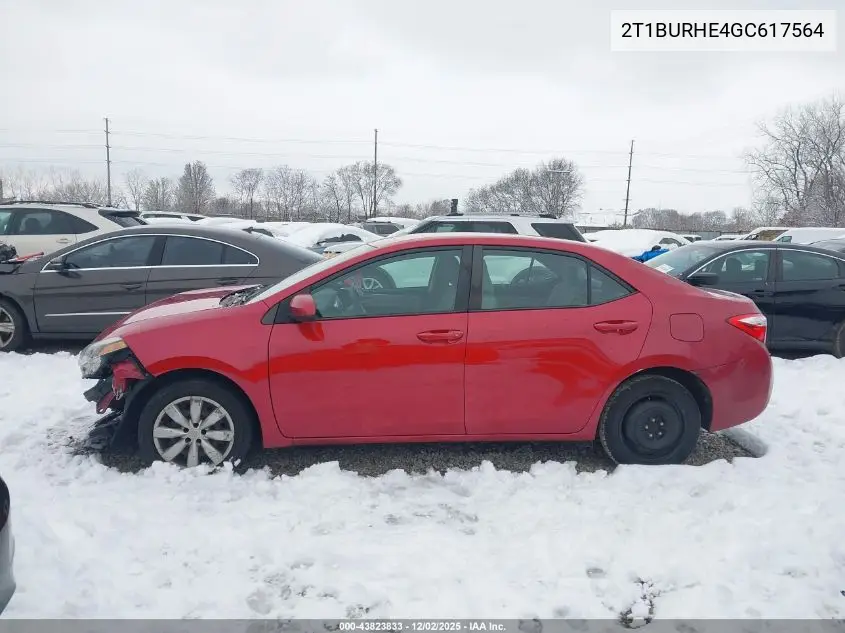 2T1BURHE4GC617564 2016 Toyota Corolla Le